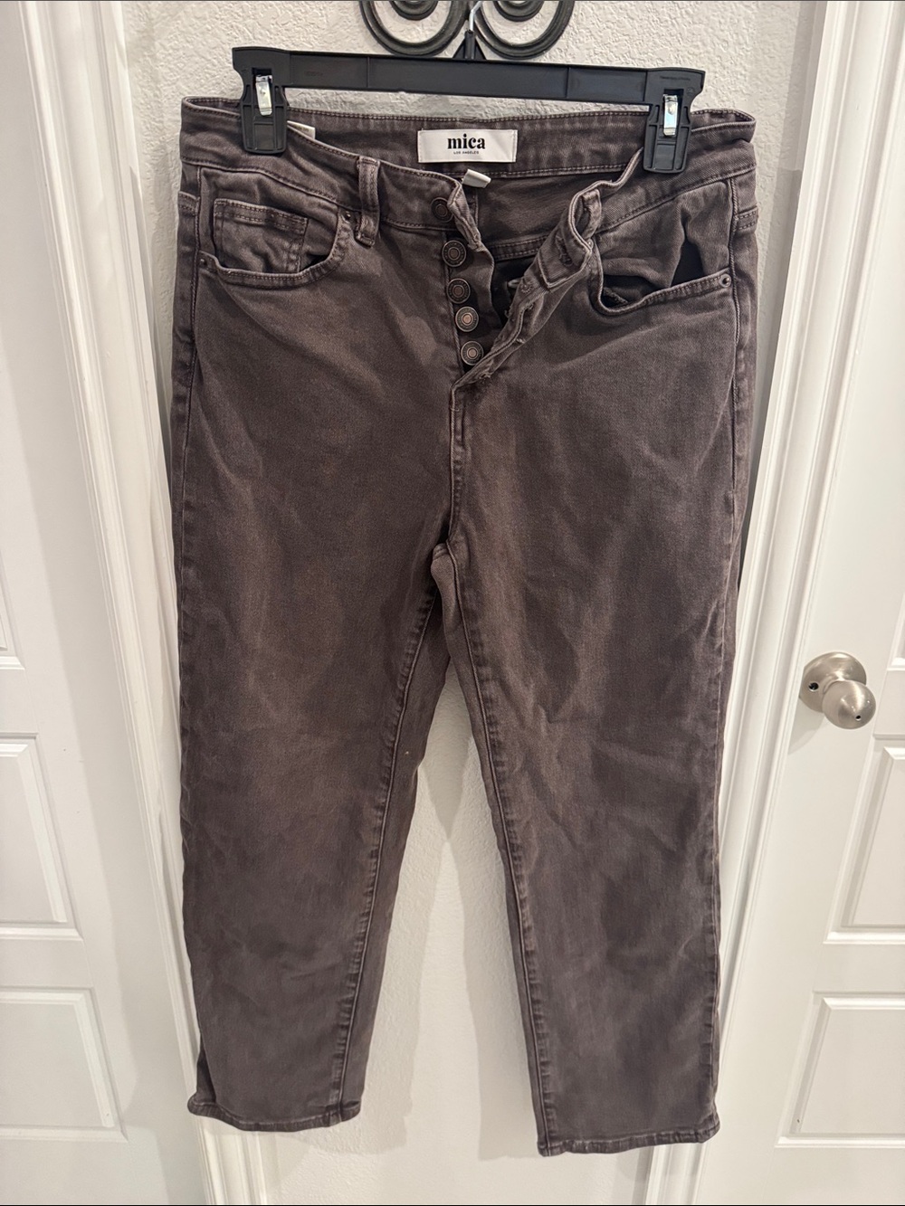 Mica Washed Charcoal High-Rise Ankle Jeans
